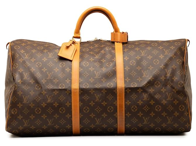 Brown Louis Vuitton Monogram Keepall 60 Travel Bag Leather  ref.1388659