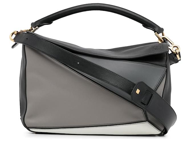 Gray LOEWE Medium Tricolor Puzzle Bag Satchel Leather  ref.1388663