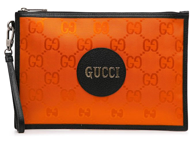 Embreagem Laranja Gucci GG Nylon Off The Grid Lona  ref.1388666