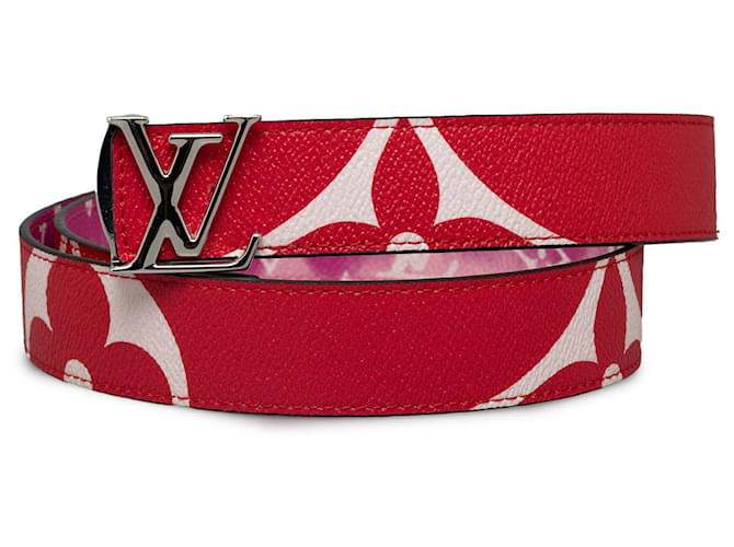 Cinturón reversible icónico gigante con monograma rojo de Louis Vuitton Roja Lienzo  ref.1388703