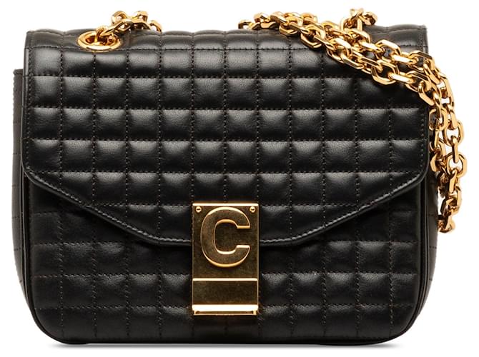 Céline Black Celine Small Quilted Calfskin C Bag Leather  ref.1388704