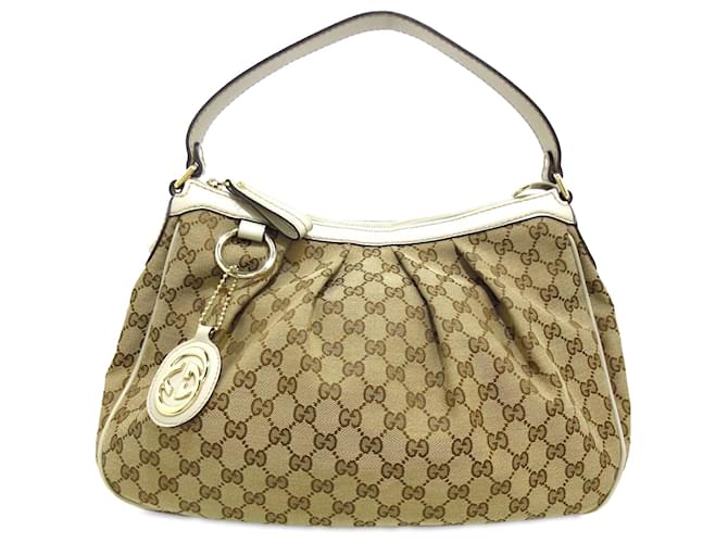Tan Gucci GG Canvas Sukey Shoulder Bag Camel Leather  ref.1388710