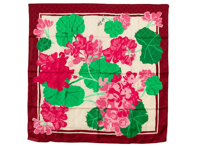 Foulard en soie à imprimé floral Gucci x Ken Scott rouge Foulards  ref.1388714