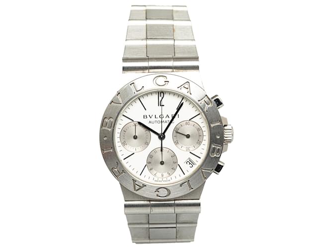 Bulgari Reloj Diagono automático Bvlgari plateado de acero inoxidable Plata  ref.1388741