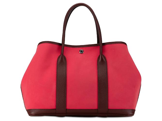 Rosafarbene Einkaufstasche „Garden Party 36“ aus Toile und Negonda von Hermès Pink Leder  ref.1388753