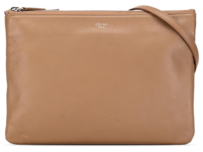 Céline Grand sac à bandoulière Trio en cuir beige Celine Camel  ref.1388774