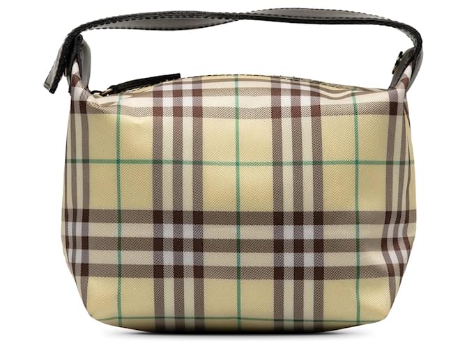 Beige Burberry Mini House Check Handbag Leather  ref.1388792