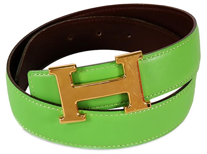 Green Hermès Constance Reversible Belt Leather  ref.1388797