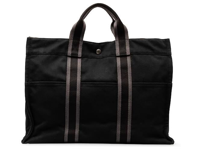 Black Hermès Fourre Tout GM Tote Bag Cloth  ref.1388809