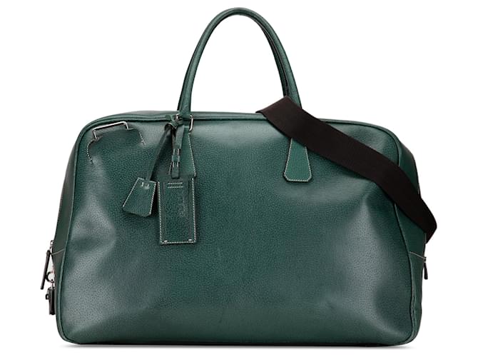 Green Prada Vitello Daino Travel Bag Leather  ref.1388830