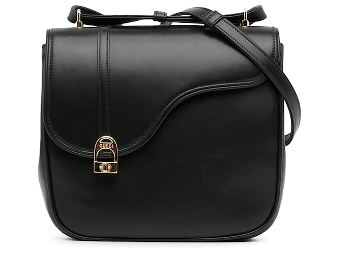 Crossbody equestre de couro Gucci preto  ref.1388837