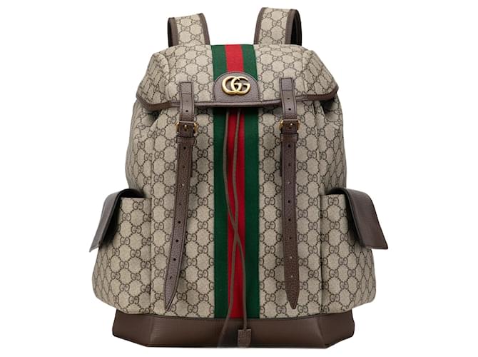 Brauner Gucci-Rucksack „GG Supreme Ophidia“ mittlerer Größe Leder  ref.1388846