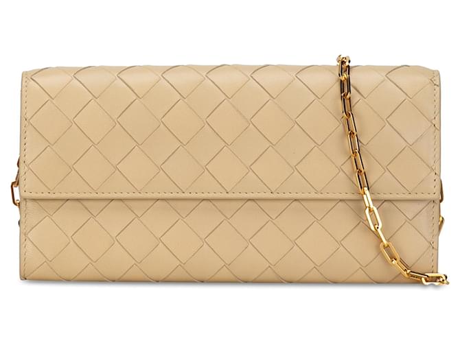 Bolso bandolera con cartera y cadena Intrecciato de Bottega Veneta en beige Cuero  ref.1388860