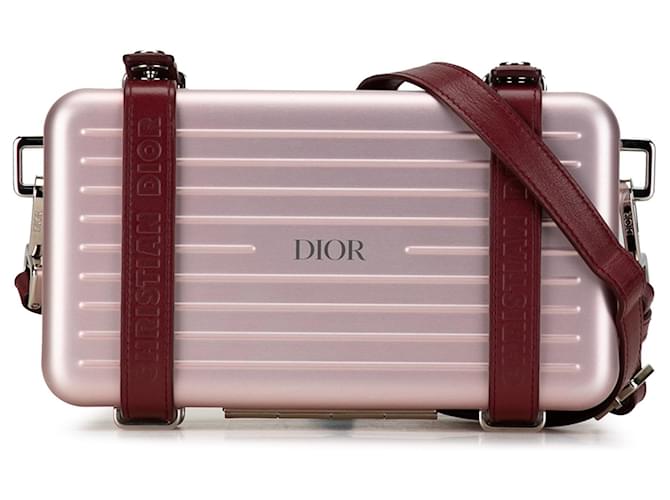 Bolso bandolera rosa Dior x Rimowa Personal Utility Case Cuero  ref.1388862