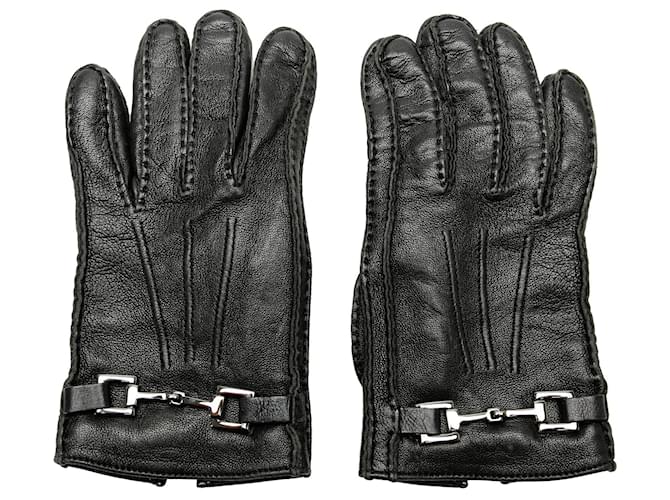 Black Gucci Leather Horsebit Gloves  ref.1388865