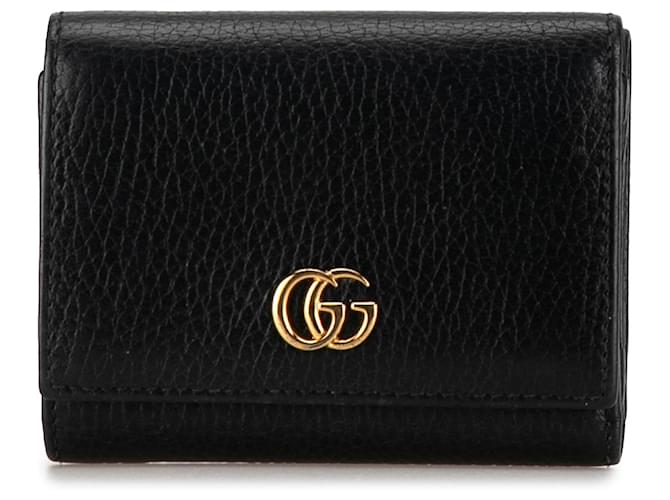 Petit portefeuille GG Marmont en cuir noir Gucci  ref.1388875