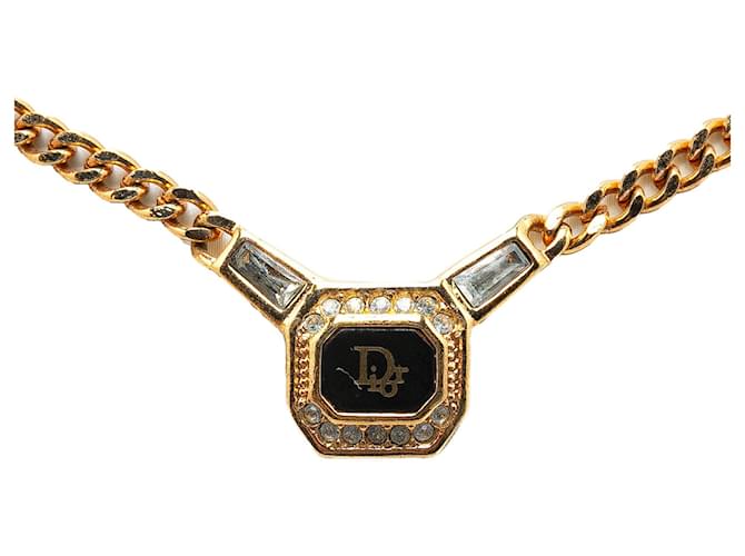 Colar com pingente de strass com logotipo Dior em ouro Dourado  ref.1388878