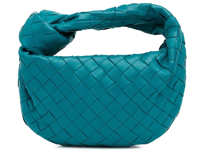 Blue Bottega Veneta Mini Intrecciato Jodie Handbag Pelle  ref.1388890