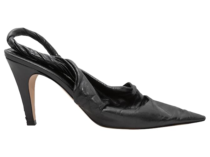 Slingback in pelle a punta nera Bottega Veneta taglia 37 Nero  ref.1388915