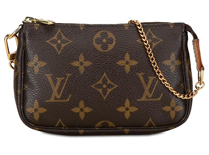 Brown Louis Vuitton Monogram Mini Pochette Accessoires Handbag Cloth  ref.1388922
