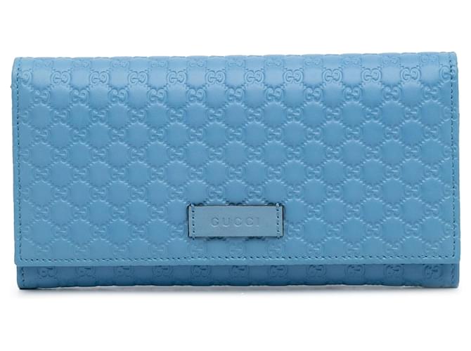 Carteira Continental Flap Azul Gucci Microguccissima Couro  ref.1388927