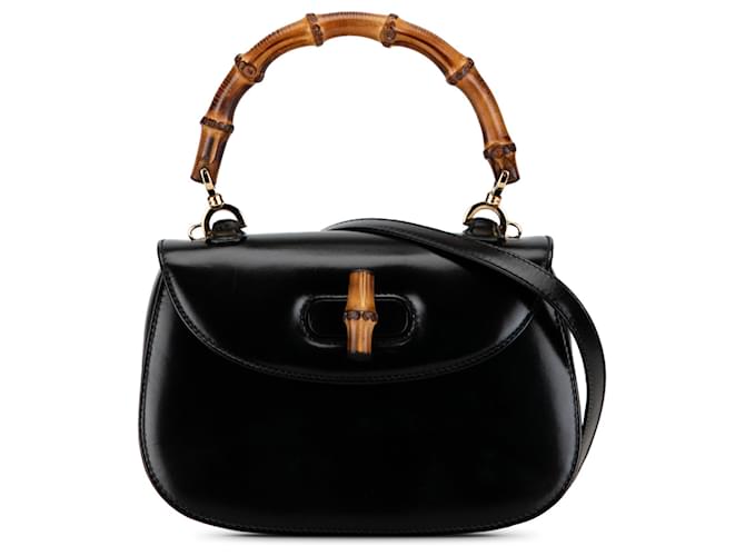 Black Gucci Small Leather Bamboo Night Satchel  ref.1388943