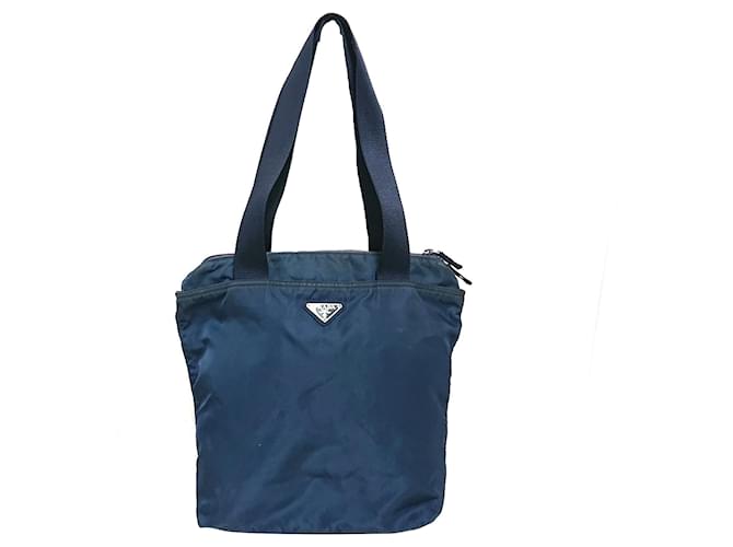 Tote Cabas Prada Tessuto bleu Toile  ref.1388944