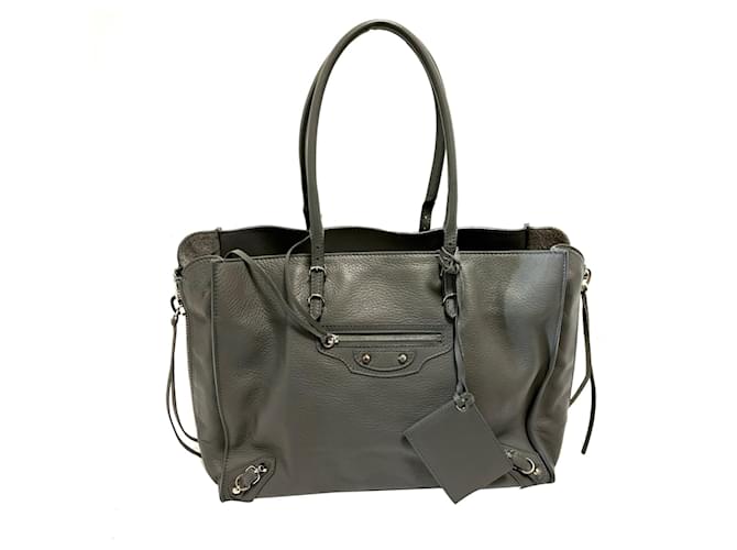 Borsa Balenciaga Papier B4 con cerniera grigia Pelle  ref.1388947