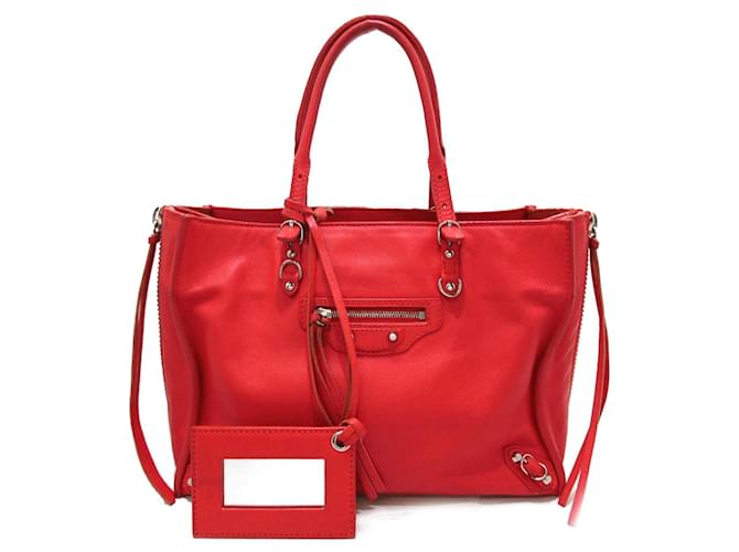 Cartable zippé rouge Balenciaga Mini Papier A6 Cuir  ref.1388948