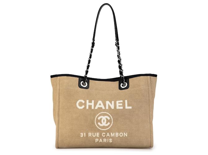 Tan Chanel Small Canvas Deauville Tote Camel Leather  ref.1388962