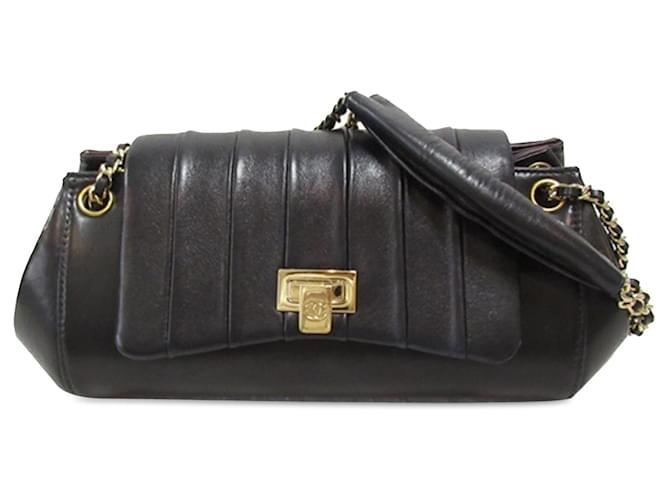 Black Chanel Mademoiselle Ligne Accordion Flap Shoulder Bag Leather  ref.1388981