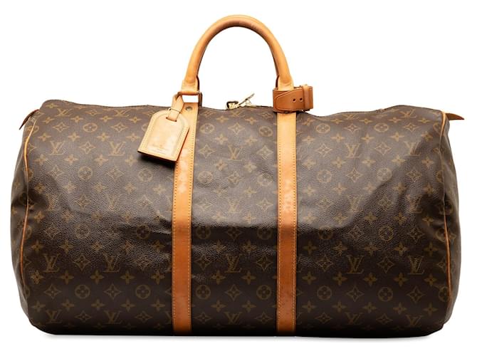 Sac de voyage marron Louis Vuitton Monogram Keepall 55 Cuir  ref.1388997