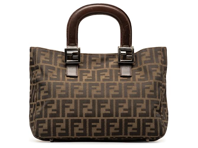 Brown Fendi Zucca Twins Handbag Leather  ref.1389003