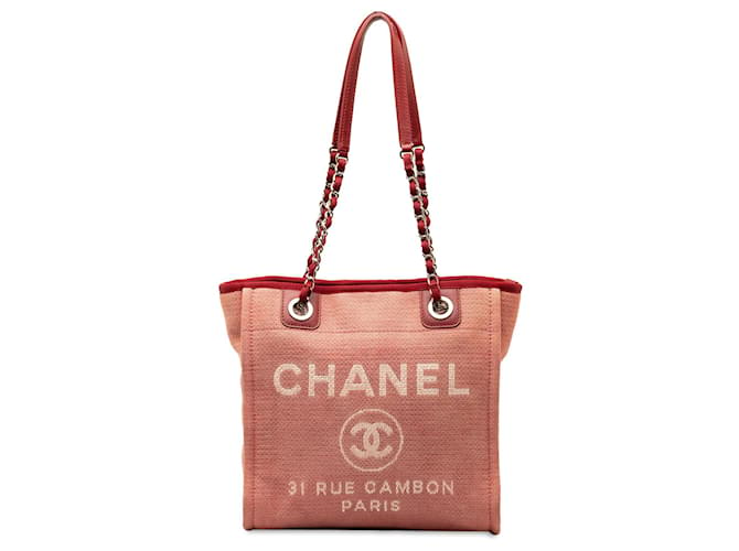 Pink Chanel Mini Canvas Deauville Tote Leather  ref.1389006