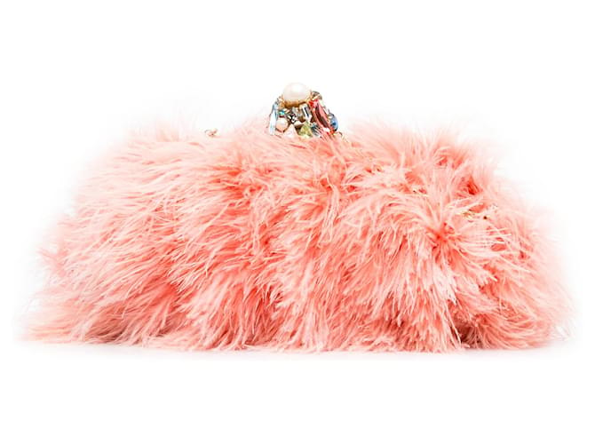 Rosa Dolce & Gabbana – Vanda – Umhängetasche mit Federn und Kette Pink Leder  ref.1389007