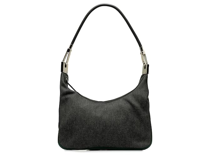 Black Gucci Web Denim Shoulder Bag Leather  ref.1389012