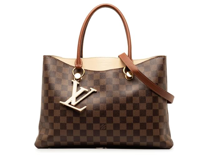 Brown Louis Vuitton Damier Ebene Riverside Satchel Leather  ref.1389020