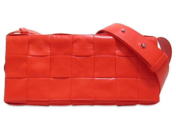 Red Bottega Veneta Intrecciato Stretch Cassette Crossbody Bag Leather  ref.1389024