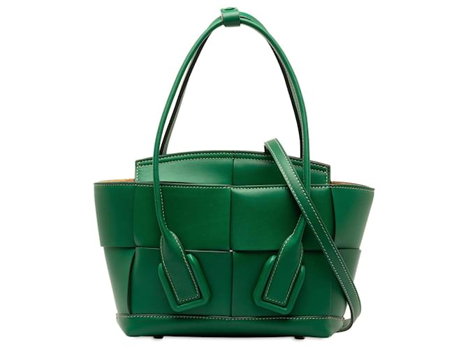 Green Bottega Veneta Maxi Intrecciato Mini Arco Satchel Leather  ref.1389037