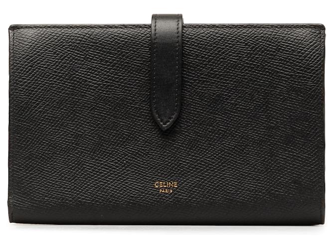 Céline Black Celine Large Strap Wallet Leather  ref.1389039