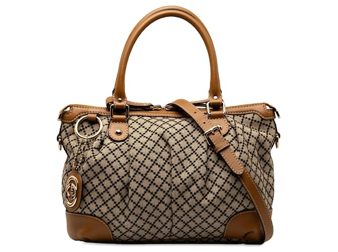 Bolso satchel Sukey de Gucci con diamantes color canela Camello Cuero  ref.1389041