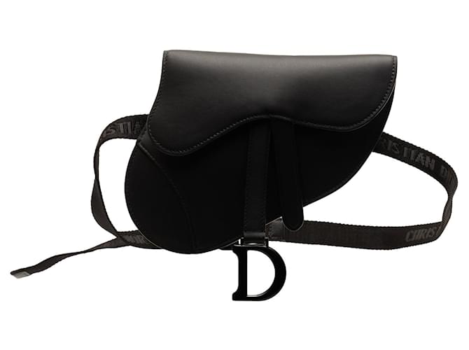 Sac ceinture Saddle noir ultra mat Dior Cuir  ref.1389045