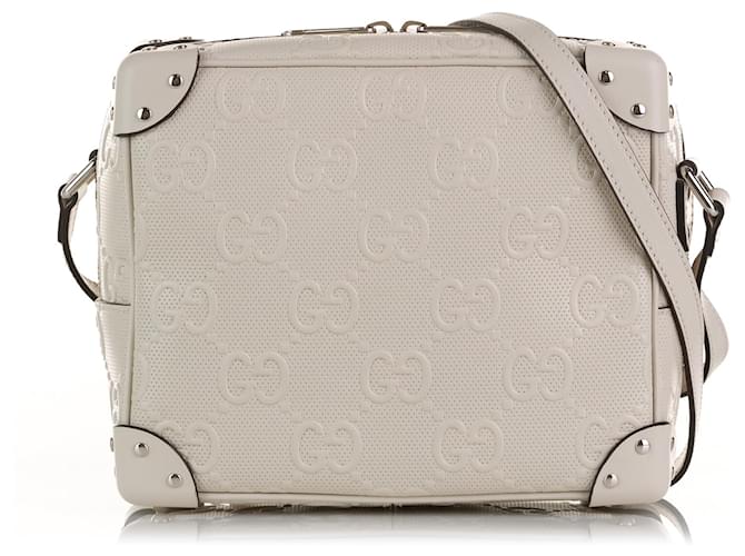 Sac carré perforé en relief Gucci GG blanc Cuir  ref.1389050