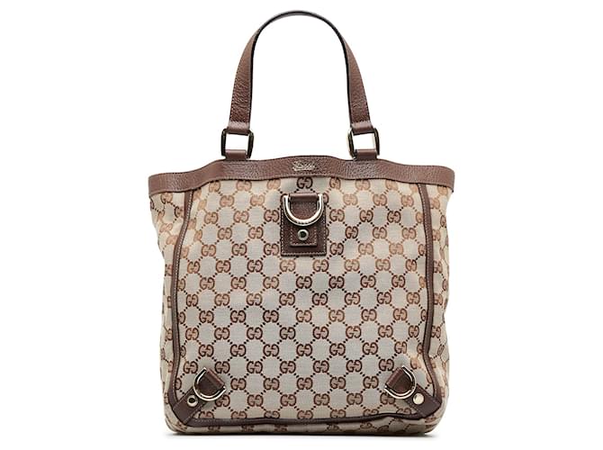 Brown Gucci GG Canvas Abbey D-Ring Handbag Leather  ref.1389060