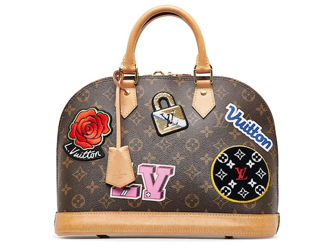 Brown Louis Vuitton Monogram Patches Alma PM Handbag Leather  ref.1389063