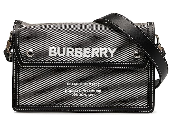 Gray Burberry Horseferry Note Crossbody Bag Leather  ref.1389066