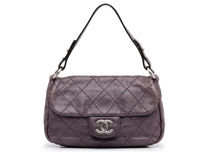 Purple Chanel On The Road Flap Shoulder Bag Leather  ref.1389070