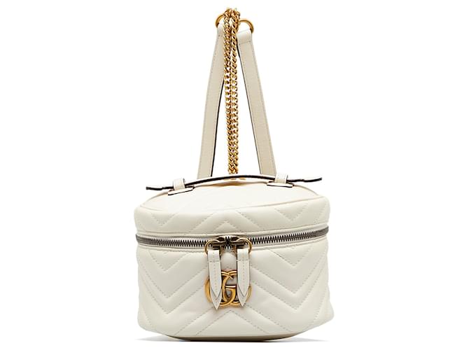 White Gucci GG Marmont Round Backpack Leather  ref.1389085