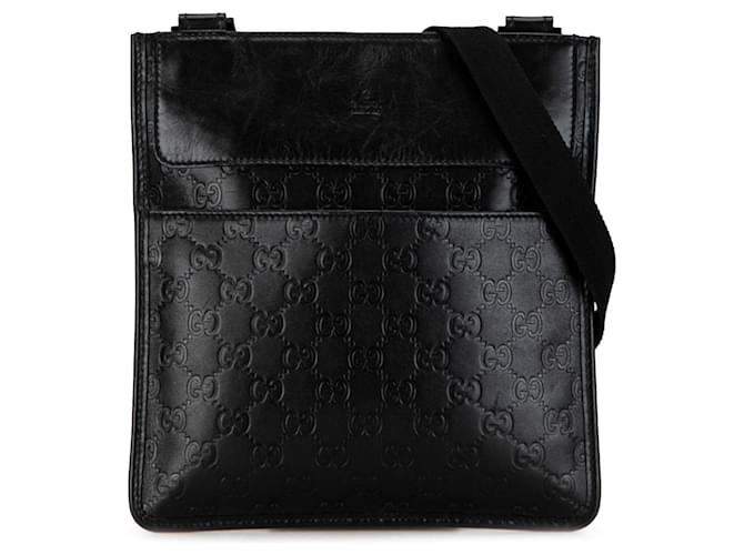 Schwarze Gucci Guccissima Umhängetasche Leder  ref.1389117