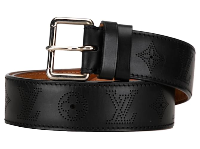Black Louis Vuitton Peforated Mahina Belt Leather  ref.1389118